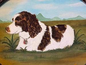 lot 74 image: Adorable Framed Springer Spaniel Painting