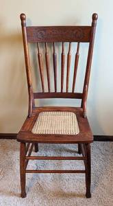 lot 80 image: Vintage Pressed High Back Wood Chair