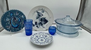 Fire King Oven Sapphire,  Atlantic City Souvenir Tumbler Blue Glass LOT