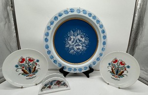Rose Malling wood plate Berggren Swedish snack plates and Napkin Holder