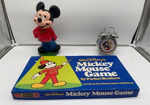 Mickey Mouse LOT Board Game  Plastic Bank  Alarm Clock