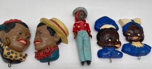 Black Americana - Vintage Chalkware Wall Sculptures  Fashion Doll
