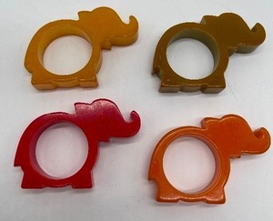 Set of Four Elephant Napkin Rings Napkin Holders Bakelite Celluoid