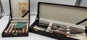 Set of 6 Vintage Samurai Steak Knives and Set of 3 Samurai ServingCarving Set Stainless Steel Japan