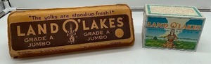 Land O Lakes Metal Tin Recipe Box Sweet Cream Butter and Vintage Cardboard Egg Carton Land O Lakes