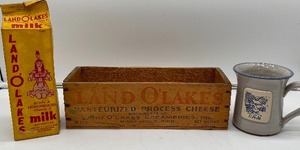Land O Lakes Wooden Cheese Box, Wax Coated Vintage Milk Carton