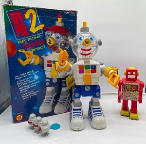 Vintage Robot LOT - My Pal 2  Russian Wind Up  Pull Toy