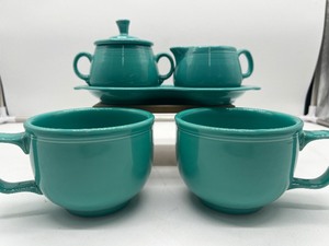 Fiestaware Turquoise Cream and Sugar Set Jumbo Mugs