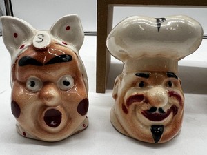 Lot of 3 Salt & Pepper Shaker Sets Heads Faces Vintage