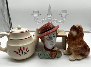 Cattail Teapot, Head Vase lot