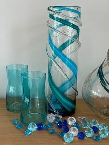 lot 31 image: Lovely Aqua Themed Home Decor Items including Decorative Aqua Vases