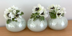 lot 92 image: Trio of Pretty Shimmery Vases with Faux Florals