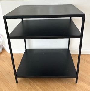 lot 97 image: Sleek Black Metal Three Shelf Accent Table