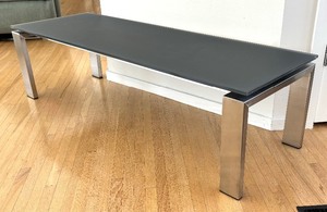 lot 55A image: Stunning Chrome and Black Glass Accent Table