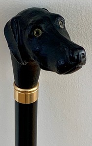 lot 125 image: Black Lab Dog Head Figurine Walking Cane