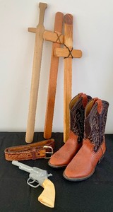 lot 135 image: Wonderful Dress Up Items, Including Cowboy Boots, Swords, Shields and More