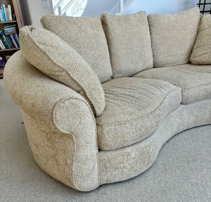 lot 17 image: Sherrill Neutral Colored Upholstered Curved Sofa