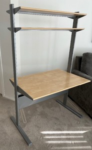 lot 197 image: Ikea Fredrik Birch Veneer Adjustable Height Stand Up or Sit Down Desk