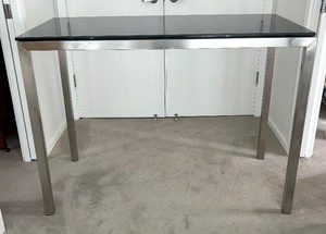 lot 16 image: Room and Board Black Quartz High Top Bar Table  Desk with Chair