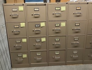 lot 218 image: Eight Metal Four Drawer File Cabinets
