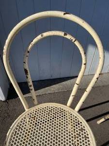 lot 257 image: Two Vintage Metal Curved Backed Chairs