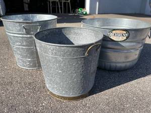 lot 262 image: Three Metal Garden or Patio Tubs