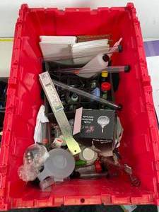 lot 60 image: Box with random glass jars and paraphinalia