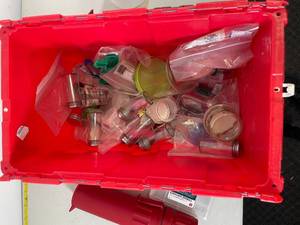 lot 62 image: Box with various glass and Plastic containers
