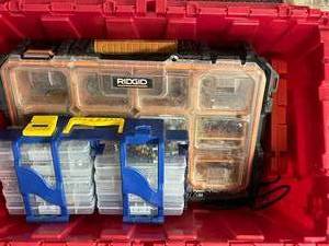 lot 163 image: Box of screws and organizers