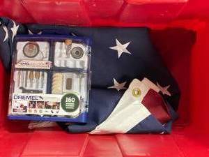 lot 169 image: American Flag and Dremel bits in Box