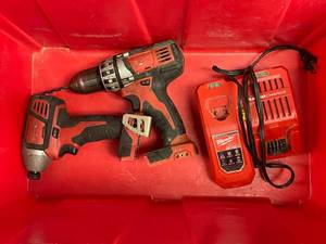 lot 279 image: Milwaukee drills and charger (no batteries)