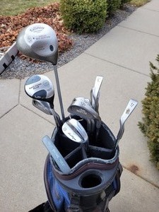 lot 154 image: Tour Master and Calloway Clubs in a TaylorMade Golf Bag