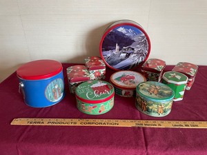 lot 40 image: Christmas Metal Tins