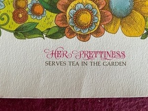 lot 217 image: AVON - Her Prettiness Serves Tea in the Garden 1969 Litho Print