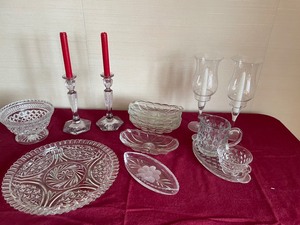lot 209 image: Glass Serve ware and Crystal Candle Sticks