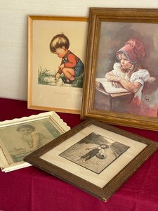 lot 222 image: Wall Framed Artwork decor with Children