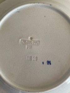 lot 236 image: Iron Stone Rorstrand Decorative Plate  in Blue Transferware with Gold