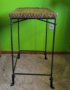 Wicker & metal nightstand
