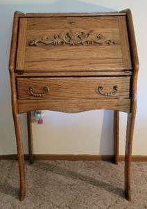 Drop-front oak desk