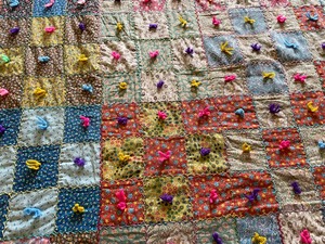 Handmade Crazy Square Tied Quilt