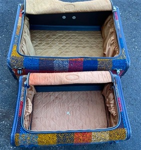 Two Plaid Vintage Traveling Suitcases