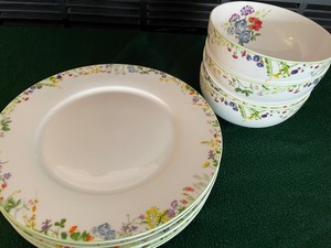 White dishes with floral pattern