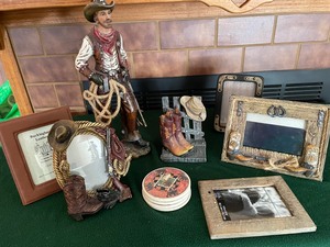 Cowboy, coasters & picture frame