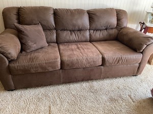 Comfortable Brown Suede  Leather Sofa