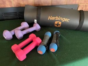 Harbinger exercise Mat & Weights
