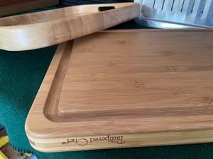 Pampered Chef Cutting Board, Studio Nova Serving Tray, and Broiler Pan