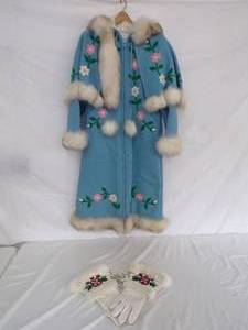lot 60 image: Polar Parkas Coat  and Matching Beaded Gloves