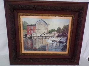 lot 126 image: Phelps Mill Painting by Ruby B. Rentsch 11-19-65