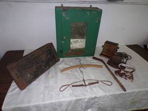 lot 156 image: Two Sad Iron, Antique Toaster, Medicine Cabinet