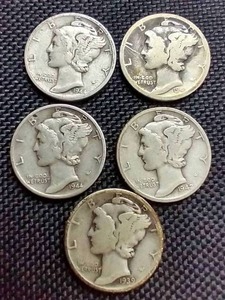(5) Mercury Dimes